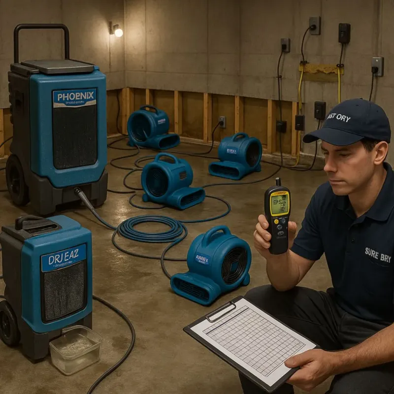 Structural Drying and Dehumidification process in Paola, KS